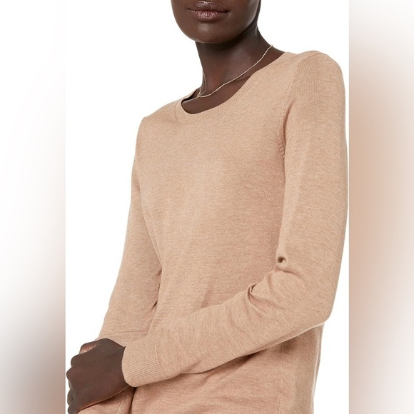 Amazon Essentials Tan Camel Long-Sleeve Lightweight Crewneck Sweater sz XS - Picture 2 of 8